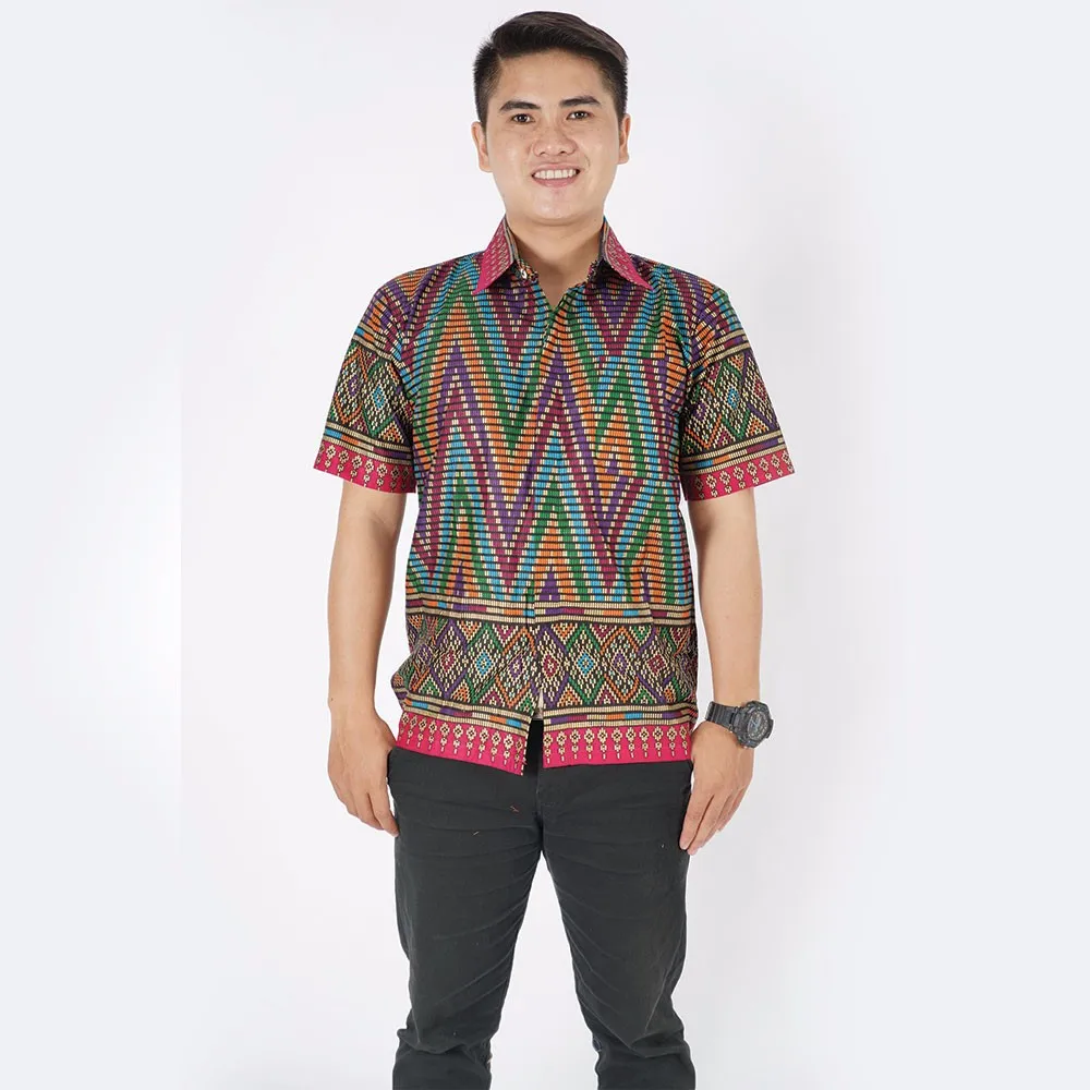 good quality good price abstrac batik shir short sleeves for men