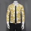 Luxury Gold Paisley Printed Jacket Black Gold Prom Party Club Outfit Bomber Jackets Men Casaca Hombre Plus Size 5xl Male Jacket