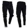 Black and multi color Men Ripped Skinny Jeans Destroyed Frayed Slim Fit Denim Pant/Classic Mens Denim Suspender Trousers Ripped