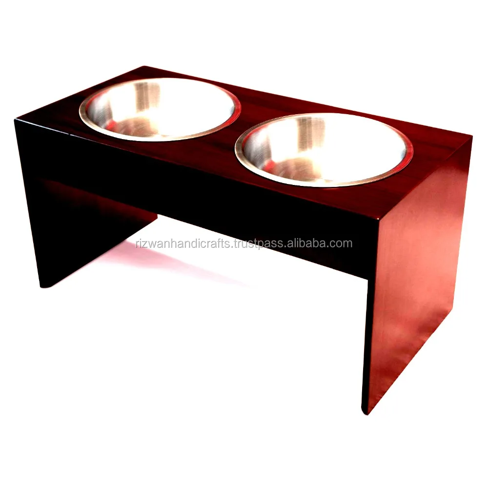 Elevated Wooden Pet Feeder With Stainless Steel Bowl Buy