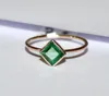 Solid 9K yellow gold certified faceted natural emerald gemstone ring