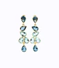 Large Elegant Statement Dangle Drop Earrings with Blue Quartz and Kyanite Gemstones