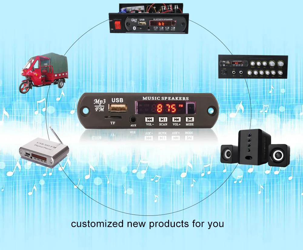 747d Usb Mp3 모듈,Usb 플레이어 모듈 12v 또는 5v 원격 및 전선 - Buy Usb Sd Mp3 Player ...