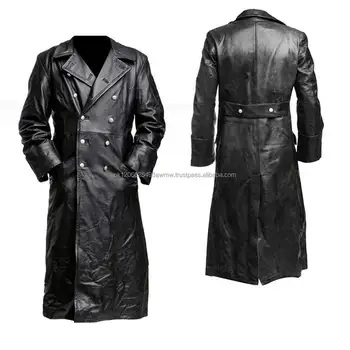 black leather trench coat with hood