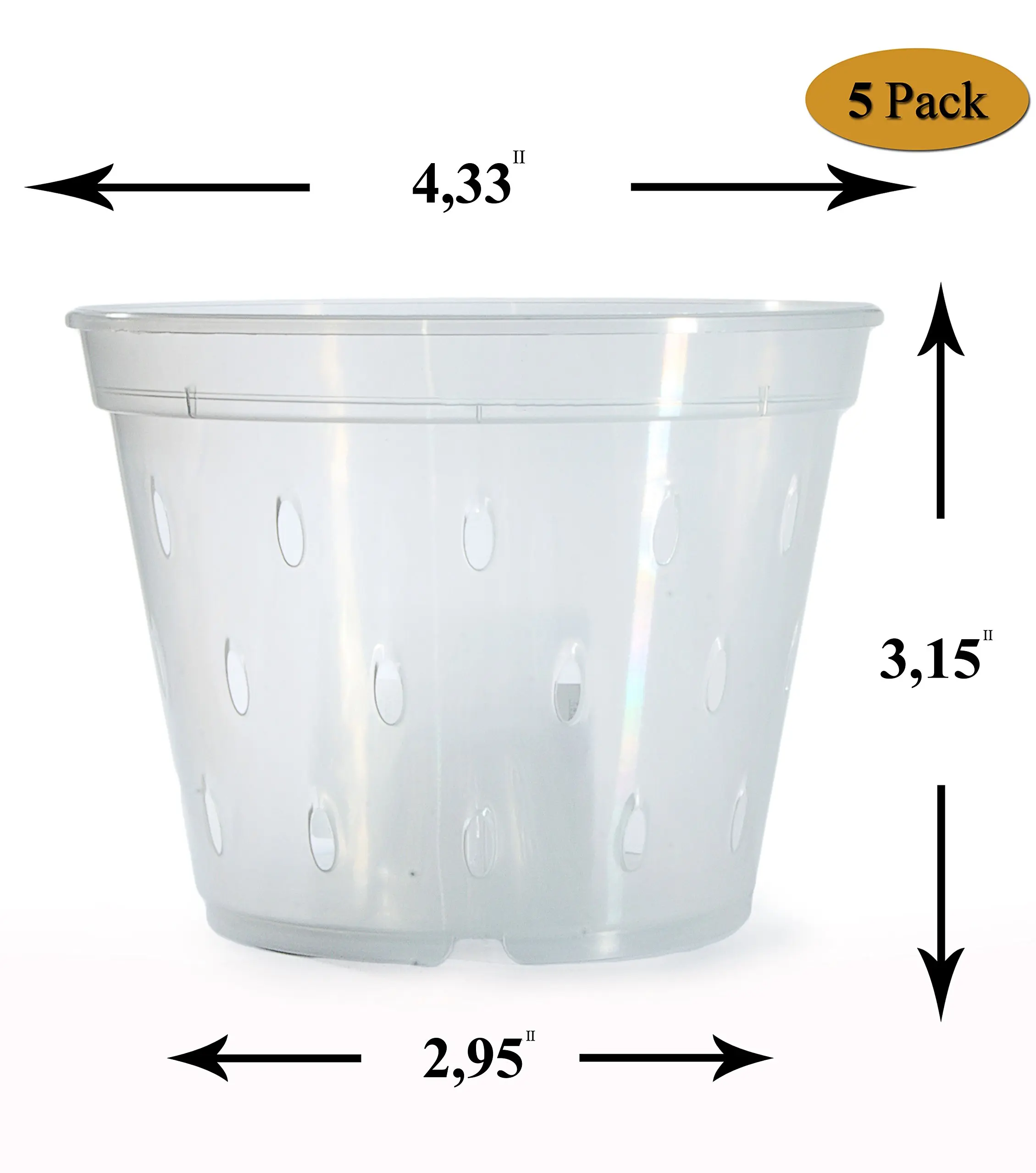 Orchid Pots With Holes Plastic-Orchid Pot-Clear Orchid Pot-4.5 inch-Orchids Pot-Plastic Orchid Pots-Pots For Orchids-Slotted Orchid Pot-Clear Plastic Pot-Orchid Flower Pot-Orchid Plant Pot-5 Pack