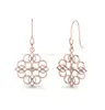 Fine Jewelry 14 Kt Real Solid Rose Gold IGI Certified 100% Natural Genuine Diamonds Dangle Drop Earrings