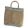 Flat straw bag with silver sequin