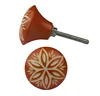Red Floral Resin bone horn brass wood drawer door cabinet knobs & Pull Handle [HBRMW 163]