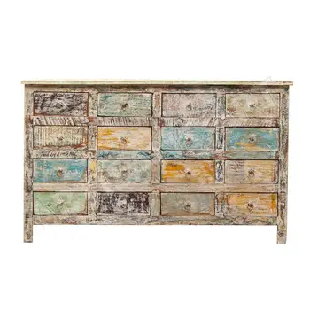 Vintage Recycled Wood White Washed Drawer Chest Antique Recycle