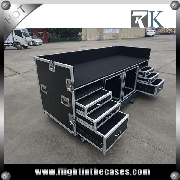 Rk Black Foldable Mobile Dj Booth Club Flight Case Stand/dj Stand With