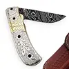 beautiful Damascus steel folding knife/ pocket knife " white copper + brass