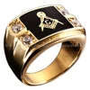 24 Karat Electroplated Sterling Silver with Emblem and CZ on Top Mason Ring