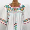Mexican Beach Wear Designer Sexy Women's Wear Bohemian Style Smocking Hand Embroidery Blouse