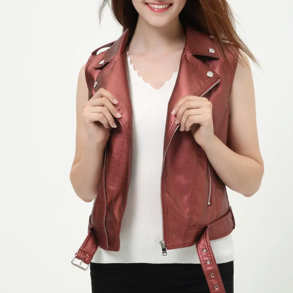 jaqueta de couro sem manga