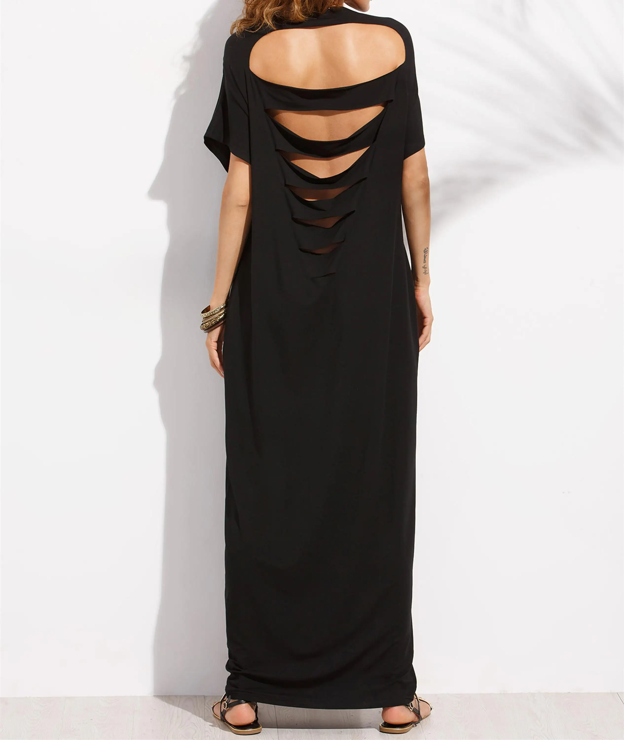 v neck maxi dress with split