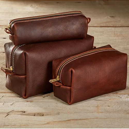 mens leather roll up toiletry bag