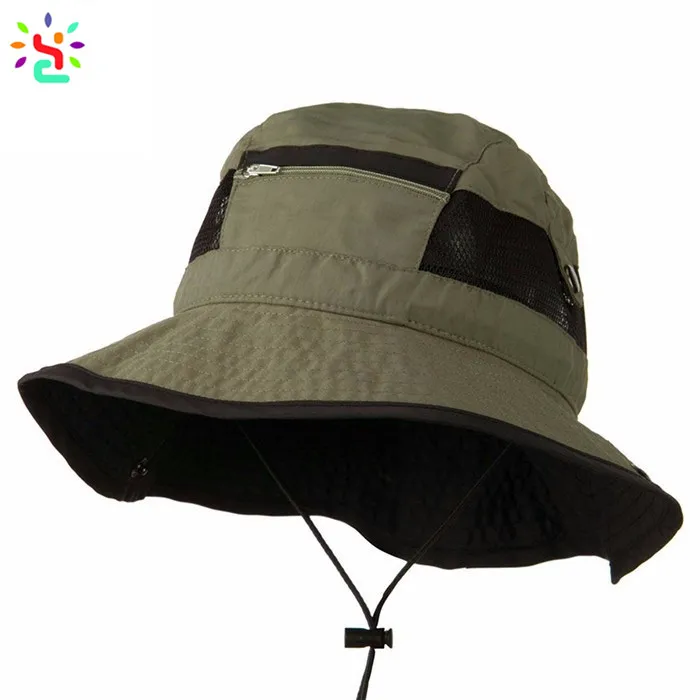 Cool Bucket Hats With Zipper Pocket Fishing Hat Nylon Sun