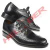 men executive thistle black leather ghillie brogue shoes fashion leather dress shoes