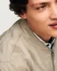 Youth varsity fashionwear\ letterman college jacket\Casual plain cool design\Dark green body sheepskin suede leather jacket
