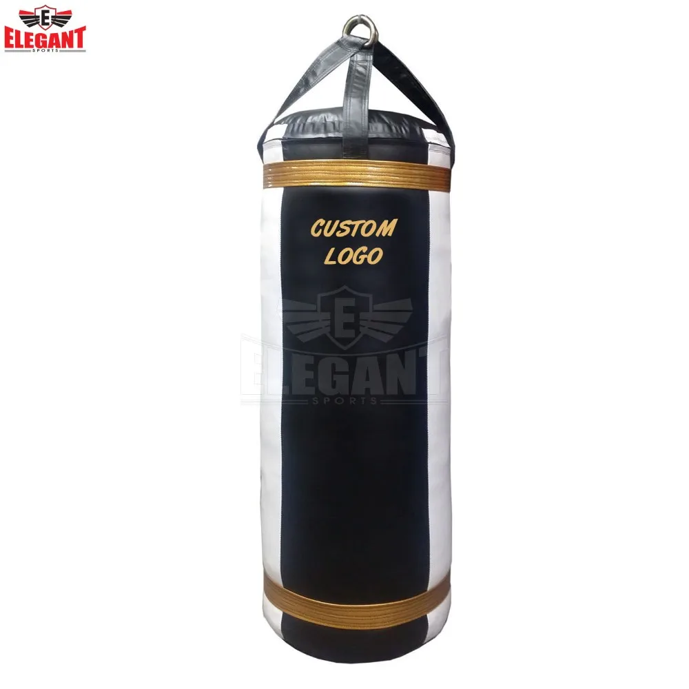 Genuine Leather Punch Bag Black / White / Red Kick Boxing Mma Training