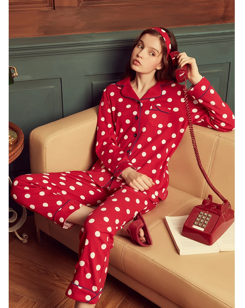 red polka dot pajama pants