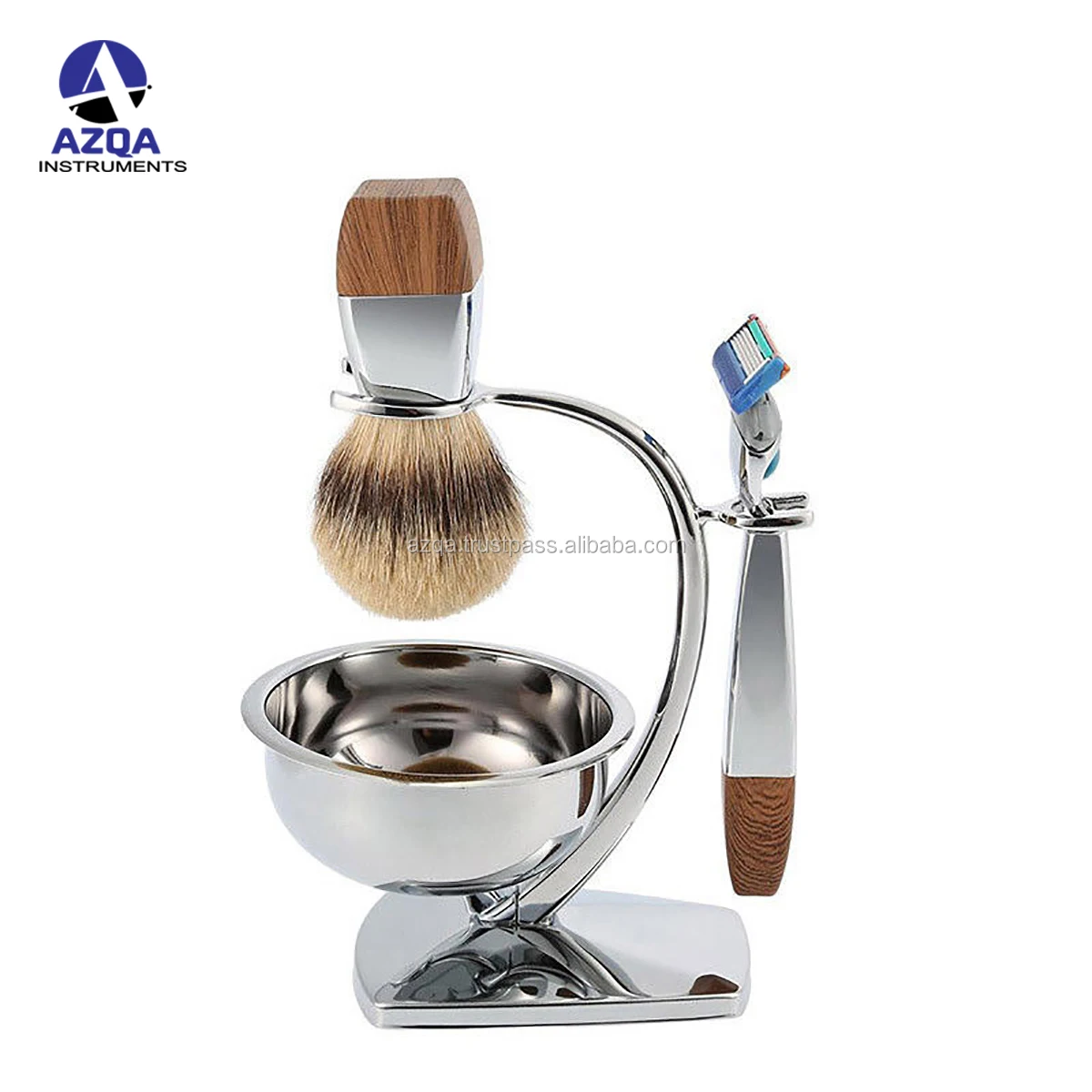 440 Steel Shaver Kit Cut Throat Straight Razor Shaving Brush Wooden
