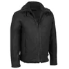 Hot Sale Winter Black Rivet Men Leather Jacket Bomber With Faux Shear-ling Lining In Pakistan