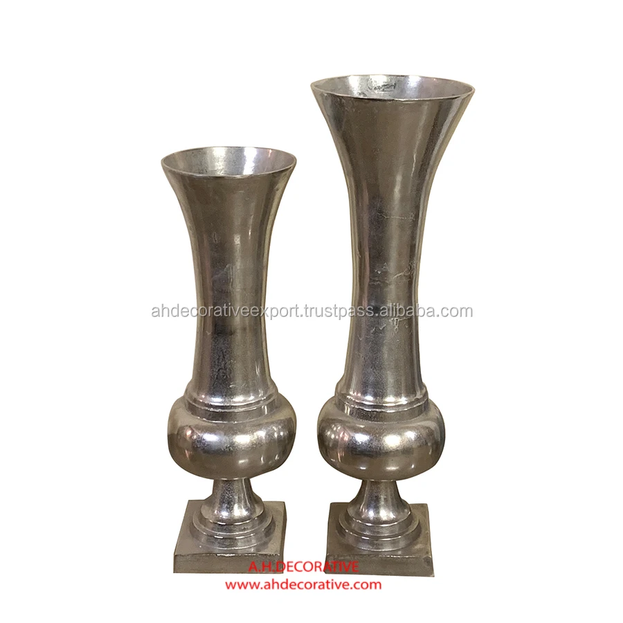 Rough Silver Metal Floor Vases View Aluminum Trumpet Vase A H Decorative Product Details From A H Decorative Export On Alibaba Com