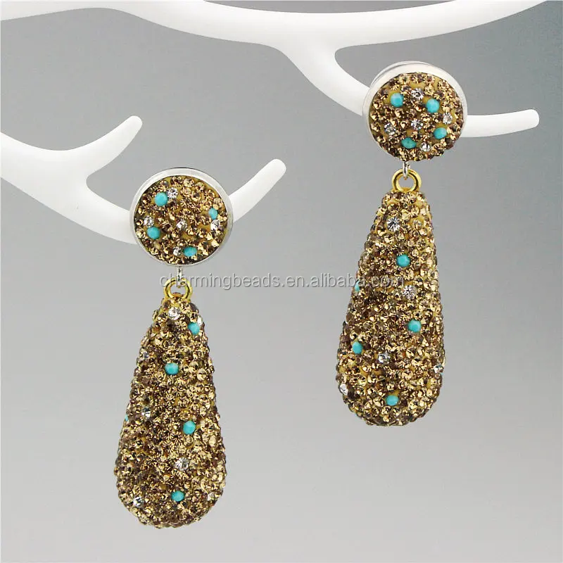 CH-ZSE0295 rhinestone stone pendant earring,pave crystal pearl stud earring,fashion cat eye stone earring jewelry