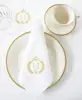 White high quality linen wedding monogramming napkins with hemstitch