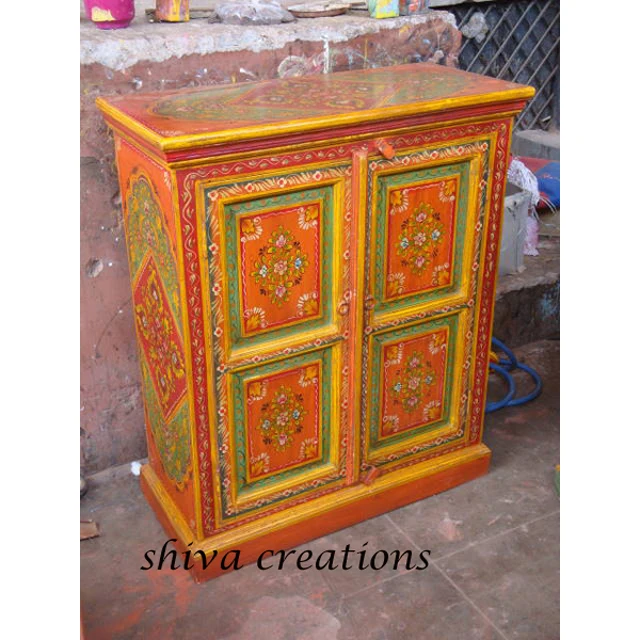 Traditional Hand Painted Cabinet From Jodhpur Indian Painted