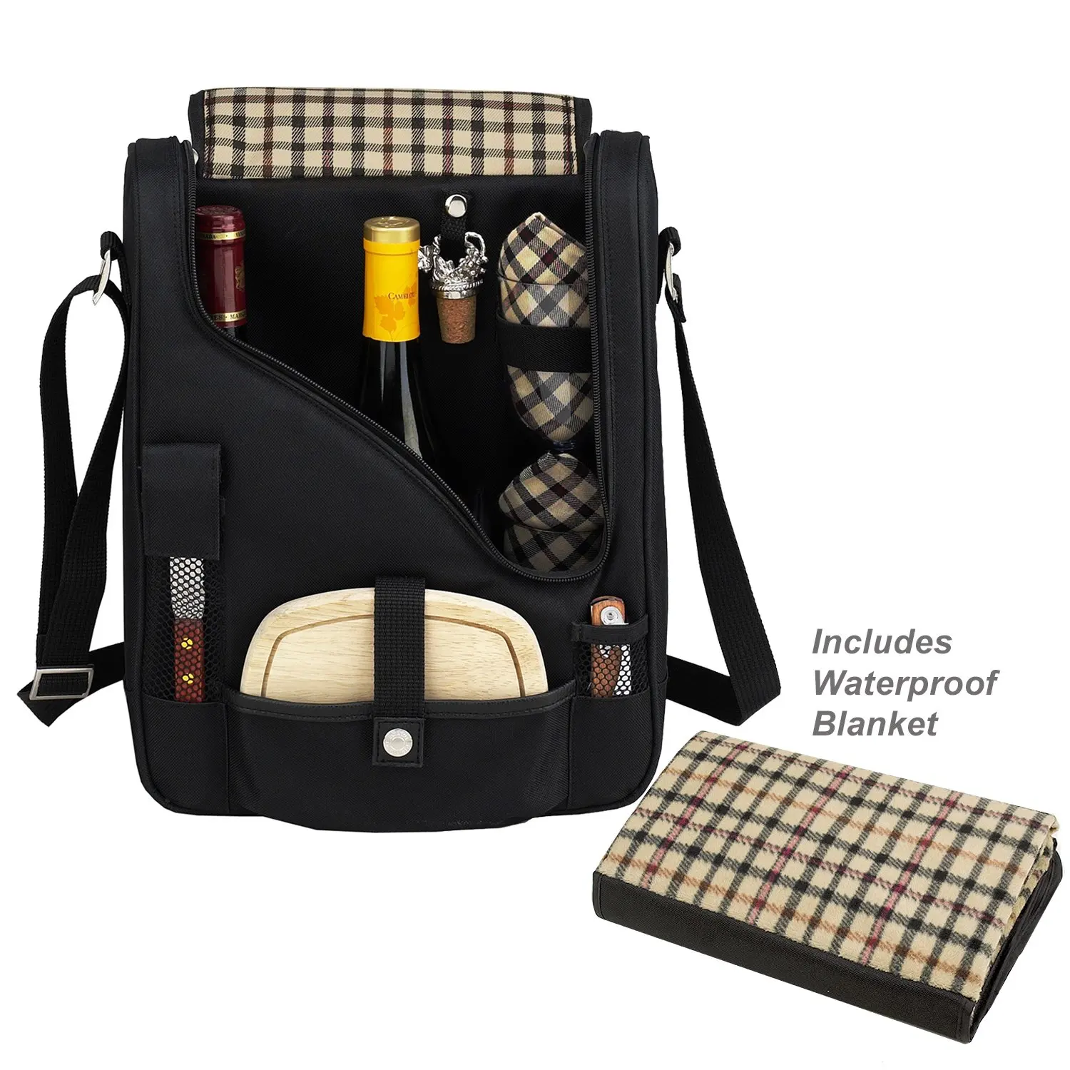 insulated wine and cheese tote