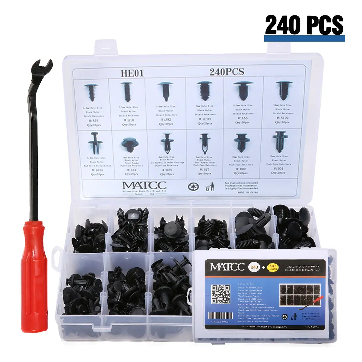 Get Quotations · MATCC 240 Pcs Push Retainer Kit Rivet Clips Assortment Set with Fastener Remover Fits for GM