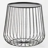 Iron Wire Side Coffee End Table Round Black / Gold Metal Top - Decorative Accent Living Room / Garden Furniture