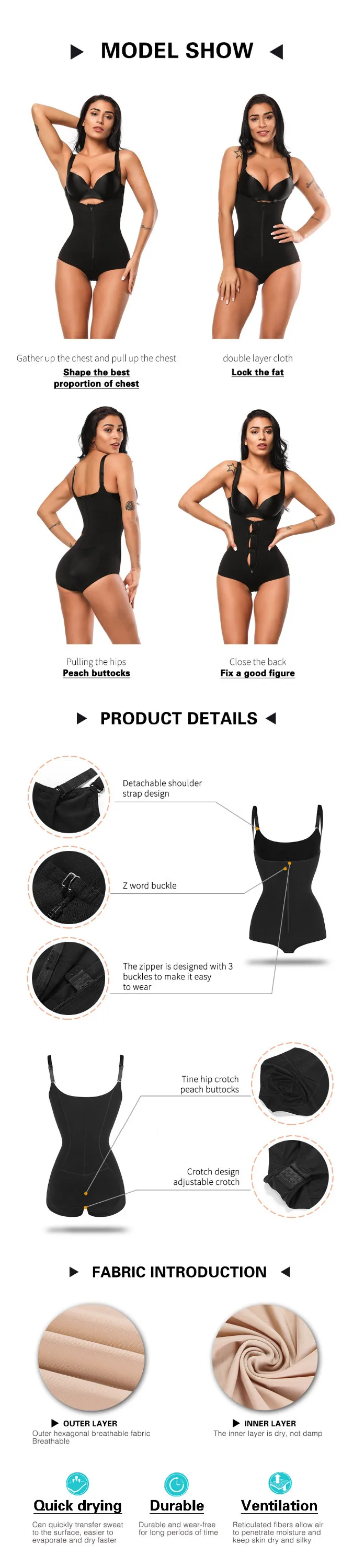 Best Quality Double Layer Abdominal Control Butt Lift Women Slimming Body Shaper