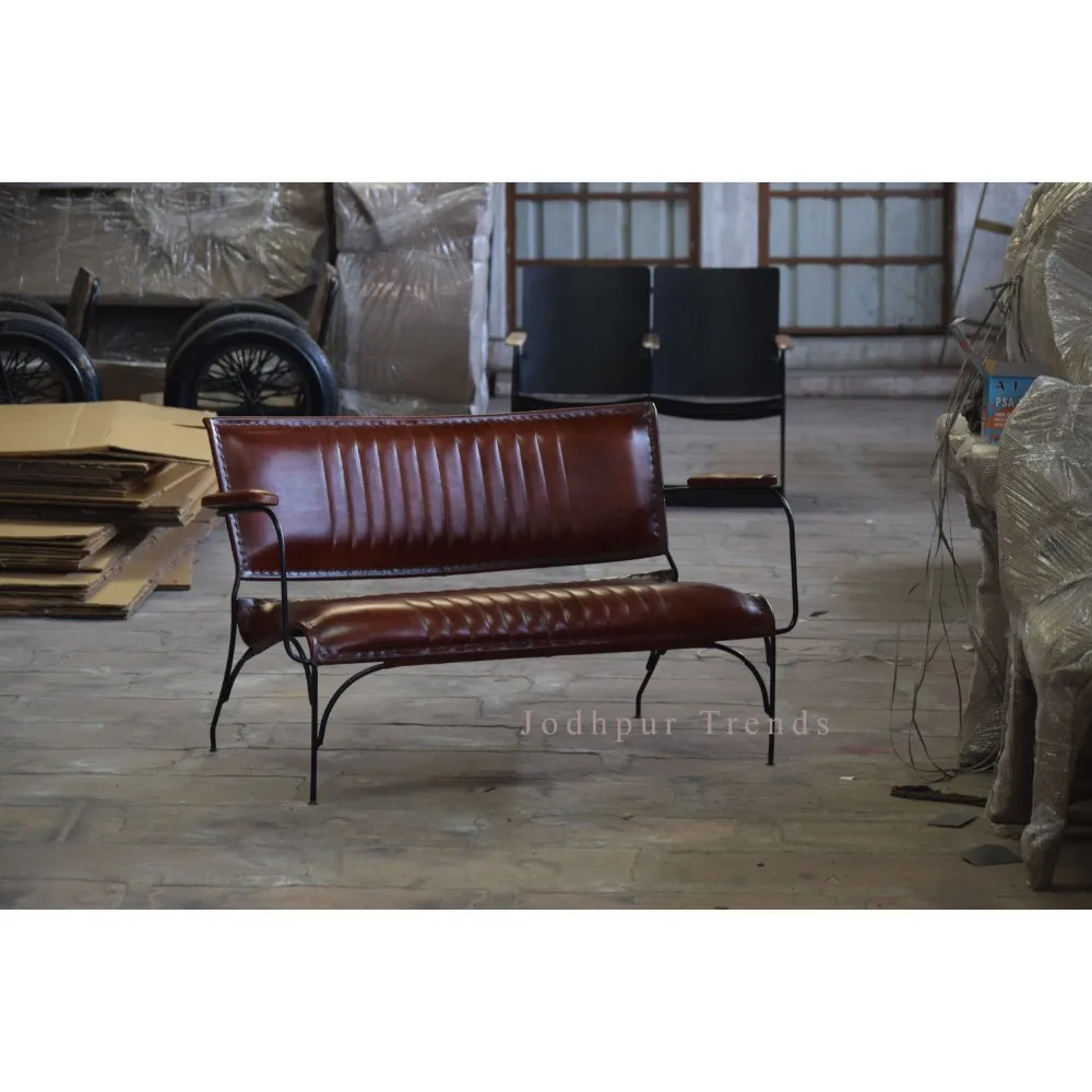 Vintage Industrial Iron Leather Two Seater Sofa Bench Industrial Furniture Leather Bench Buy Dubai Leather Sofa Furniture Restaurant Sofa Bench Imperial Leather Sofa Product On Alibaba Com