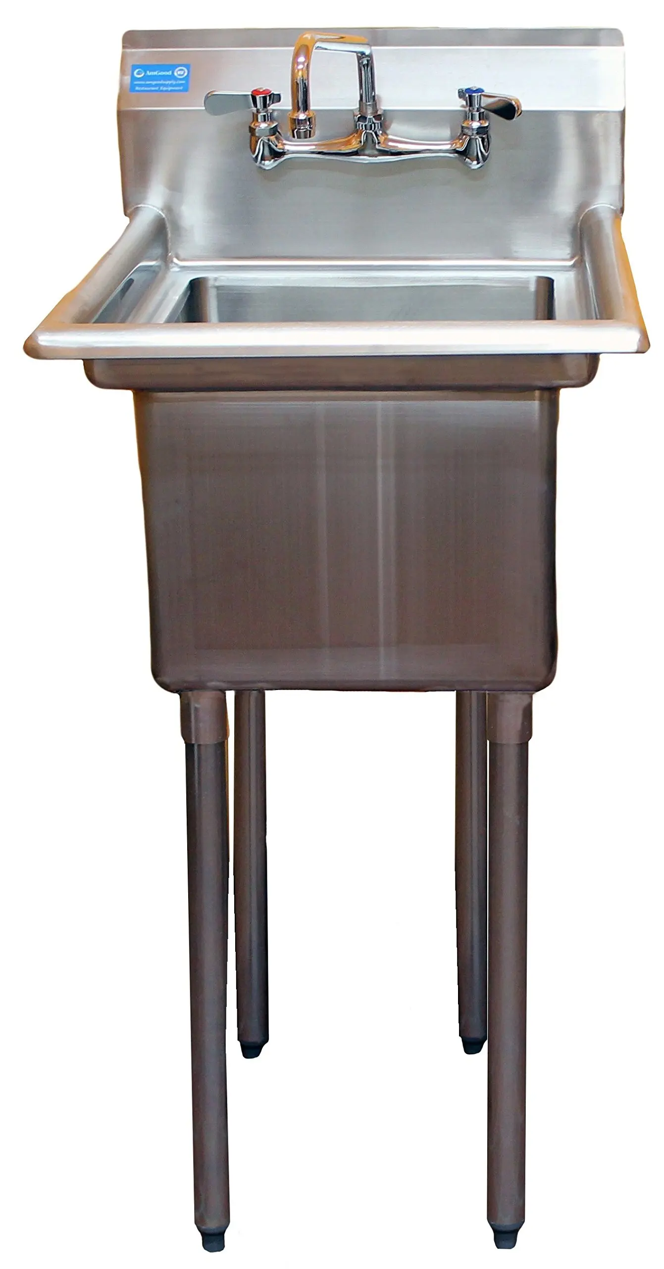 ROVSUN Commercial Underbar Sink - 1 Compartment, 304 Stainless Steel, Freestanding (14.6"L X 18.4"W X 33"H)