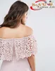 Ladies Fashion of Love Triangle - Bardot Lace Playsuit 2018