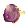 Natural Geode Druzy Prong Setting 24k Gold Plated Adjustable Gemstone Ring Buy in Wholesale Jewelry
