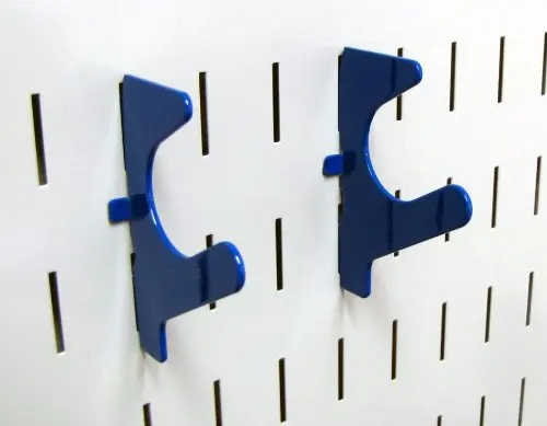 Wall Control 10-BOE-007 BU Slanted U-Shaped Slotted Metal Pegboard Hook for Wall Control Pegboard Only, Blue