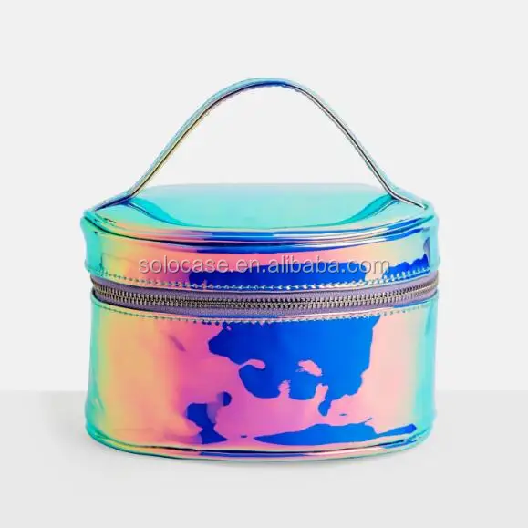 Iridescent Holographic Circle Makeup Bag