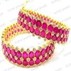 2018 Gold Plated Diamond Style Cubic Zircons Ruby Color Studded Stone Fashion Designer Fancy Side Lock Bangles Set