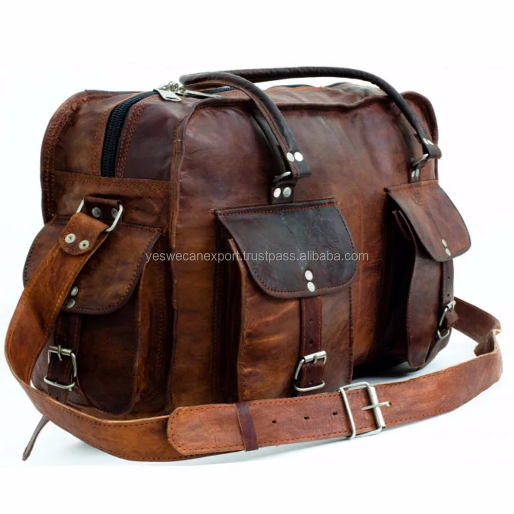 goat leather duffle bag