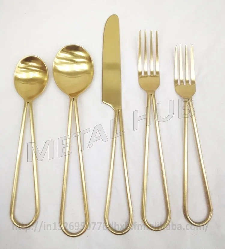Stainless Steel Flatware Set With Gold Finish Plated Stainless Steel Flatware Set With Gold