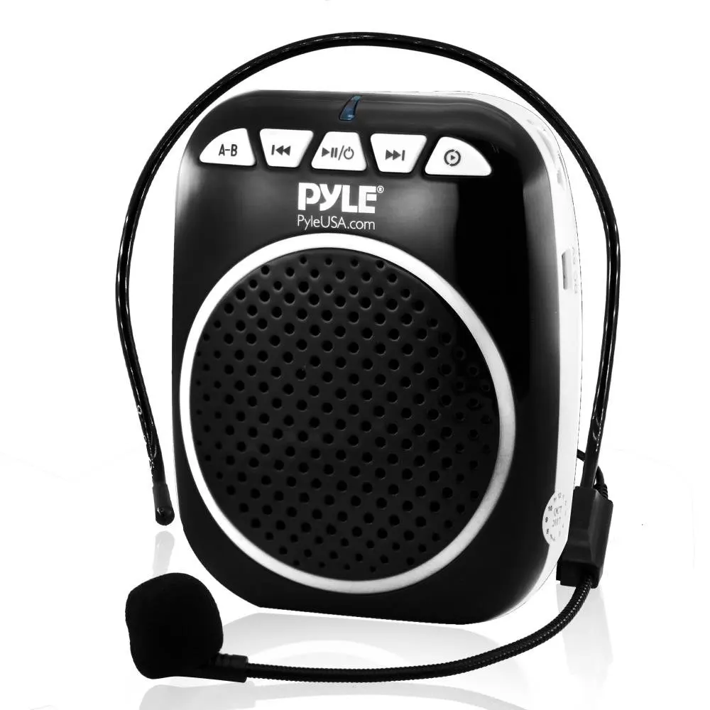 Pyle Portable Voice Amplifier Speaker - Headset-Microphone, Mini Personal Portable Microphone Pa Speaker, Rechargeable Battery, Waistband - for Karaoke Teachers Costume Coach Tours USB MP3 - PWMA55