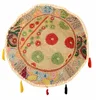 Hot Sale Cotton Beige Bean Bag Embroidered Patchwork Round Seating Ottoman Stool