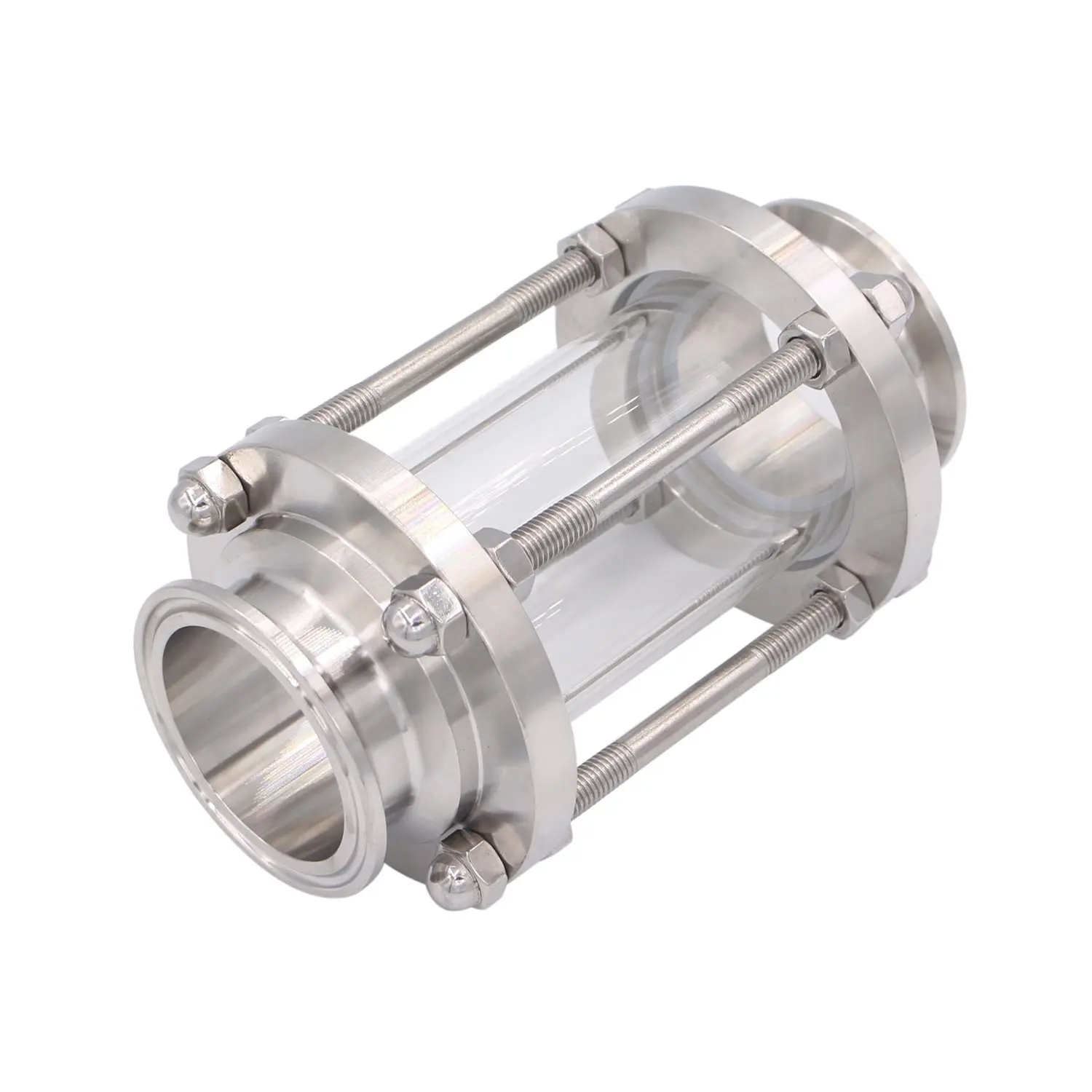 Dernord In-Line Sight Glass with Clamp End,Flow Sanitary Straight Sight Glass SUS316 2 Inch Tri Clamp Type (Flow Pipe OD 51MM)