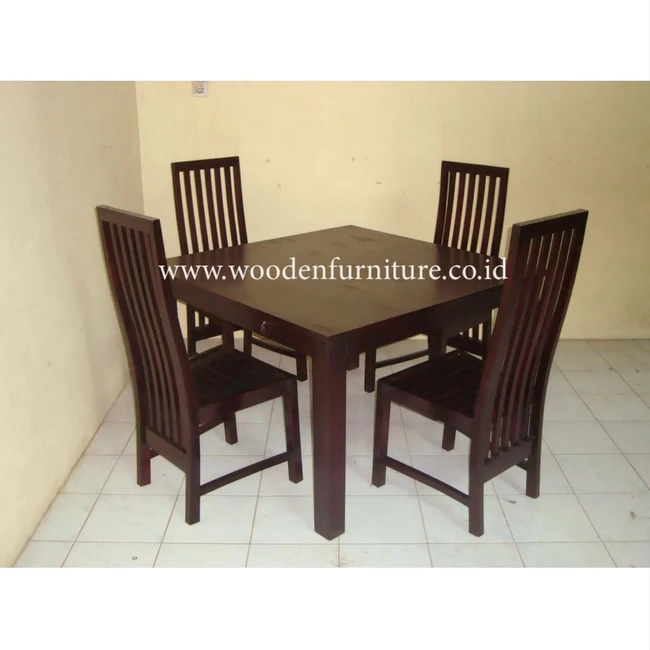 Teak Minimalist Dining Set Chair Solid Wood Table Indor Room Home Furniture