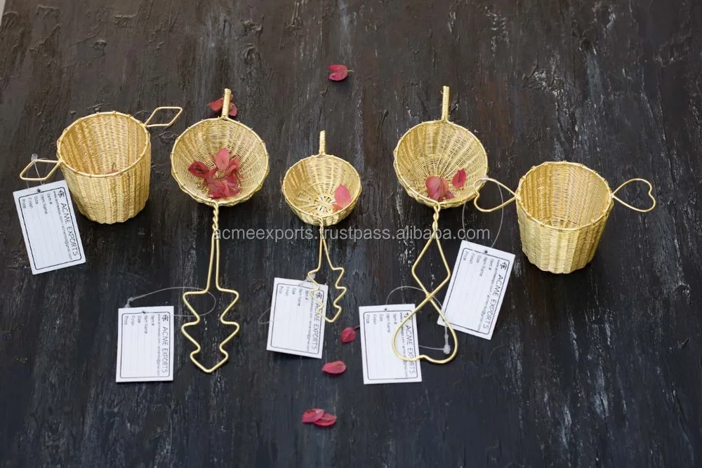 Bulk Wholesale Brass Metal Antique Brass Tea Strainer Deep Basket For