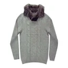 Knitwear Mens check cable with fur neck pullover knit sweater Gauge 12G Content 100% cotton WT 14.5LBS DOZ